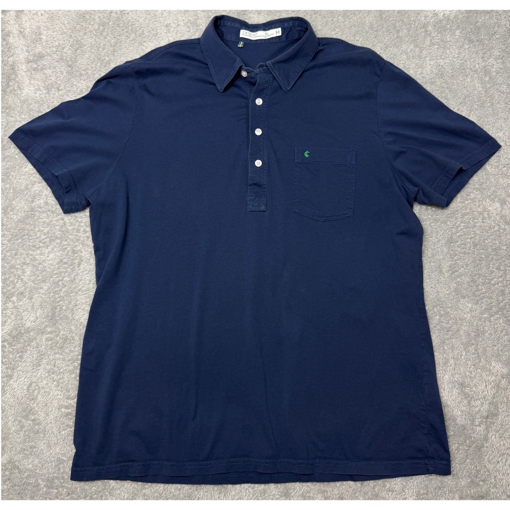 Criquet The Players Shirt Mens XL Navy Blue Cotton Short Sleeve Polo Golf